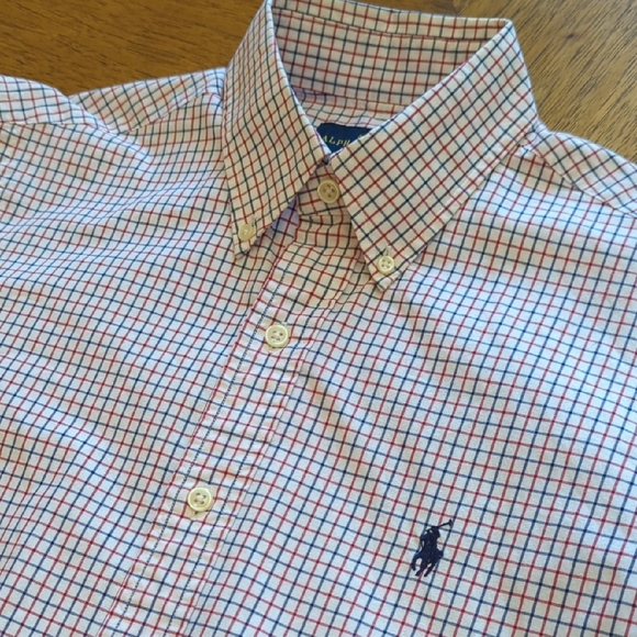 Ralph Lauren Red, Navy and White Plaid Button Down Shirt - Picture 4 of 9